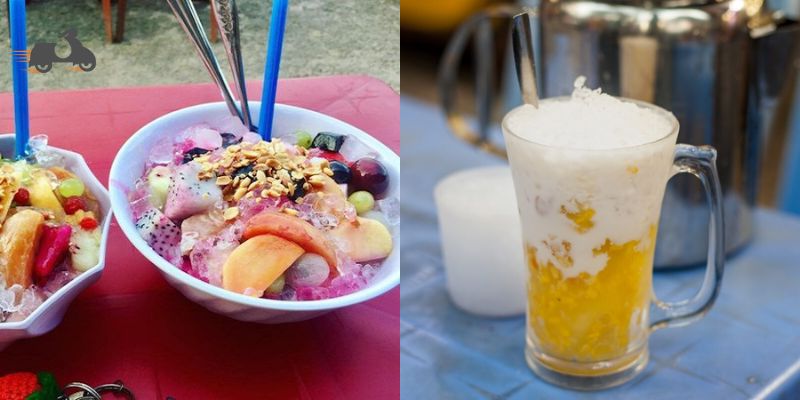 Thưởng thức tô trái cây dầm cùng ly chè bưởi vào buổi chiều mát mẻ