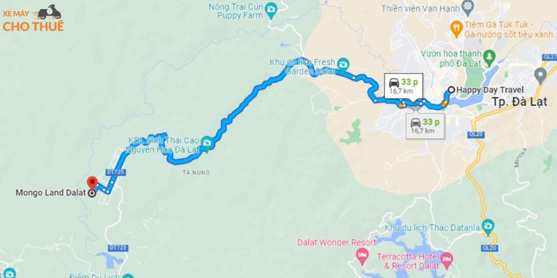 Hướng dẫn đường đi đến Mongo Land Đà Lạt đơn giản