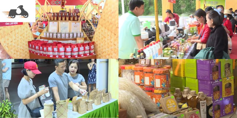 Gian hàng OCOP trưng bày các sản phẩm tiêu dùng