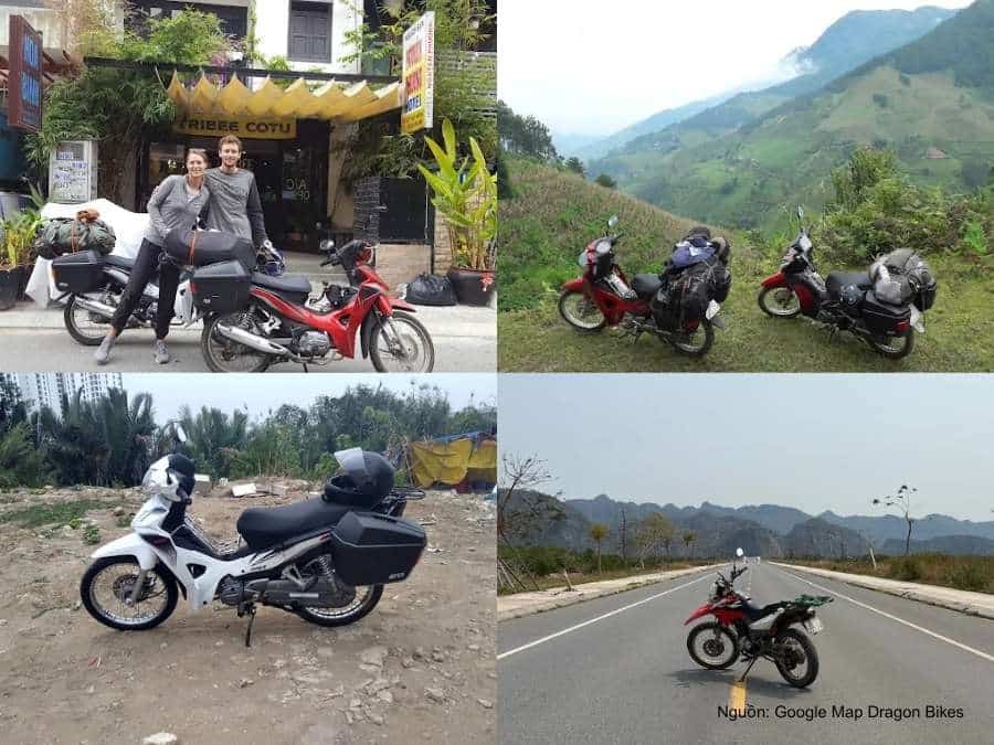 Một vài chiếc xe máy được cho thuê tại Dragon Bikes