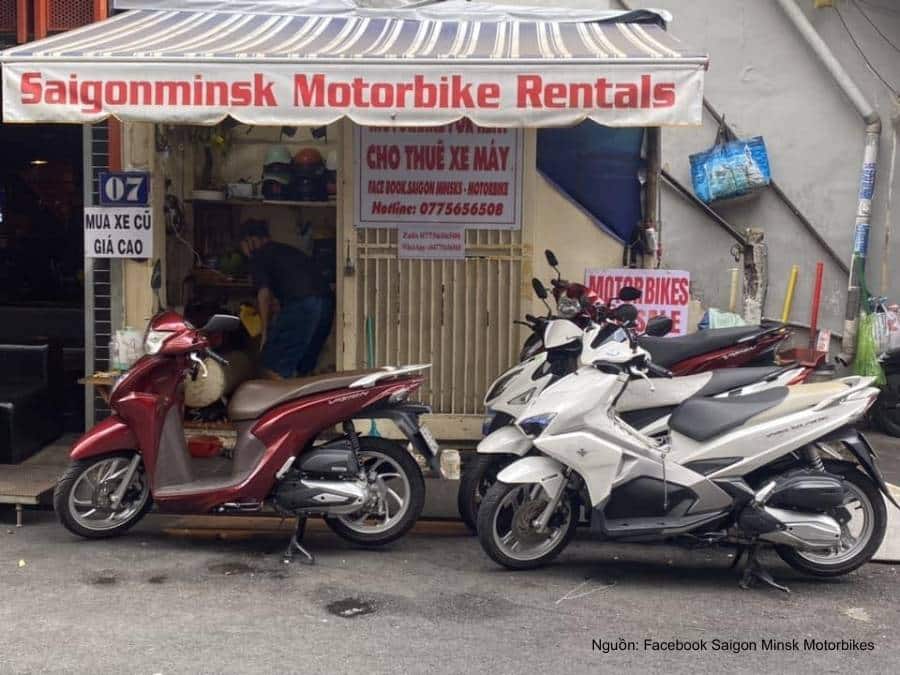 Diện mạo bên ngoài của cửa hàng cho thuê xe máy Saigon Minsk